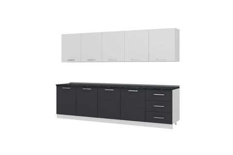 MİNAR  ELA 300 CM MUTFAK DOLABI BEYAZ ANTRASİT 300-A3
