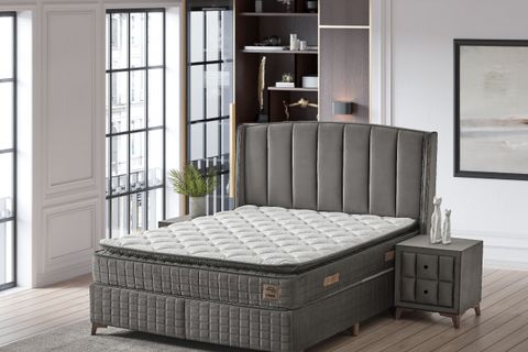 LİMA BAZA BAŞLIK YATAK SETİ, GRİ, 160X200