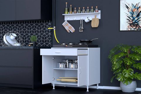 QPLAS XL OCAK ALTI 1 RAFLI SET, 56 CM, ASKILI RAFLI