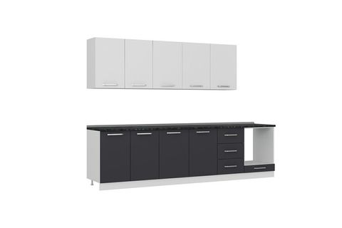 MİNAR  ELA 300 CM MUTFAK DOLABI BEYAZ ANTRASİT 300-A4
