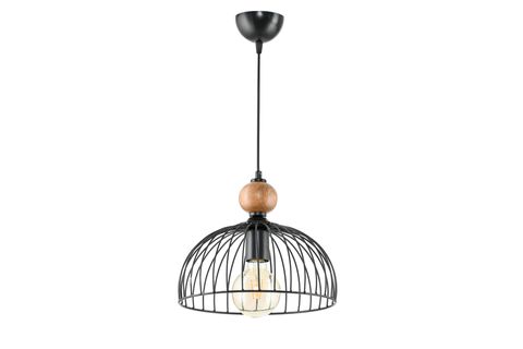 TEKLİ AHŞAPLI CESTA SARKIT AVİZE, SİYAH