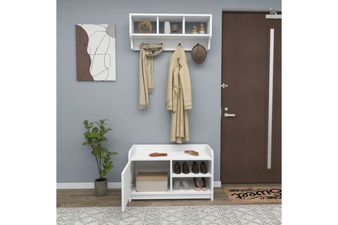 ARNETTİ ARZELA ASKILI RAFLI PORTMANTO, BEYAZ
