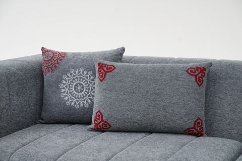RİN DİKDÖRTGEN KIRLENT KILIFI, KIRMIZI ETNİK DESEN, 40X60