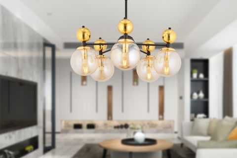 KUVARS BEŞLİ AVİZE, SİYAH GOLD