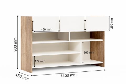 FURMET MODÜLER CORA ŞİFONYER, BEYAZ, 3 ÇEKMECELİ 3 KAPAKLI