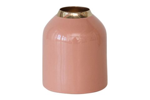 PEMBE ALTIN METAL EMAYE VAZO