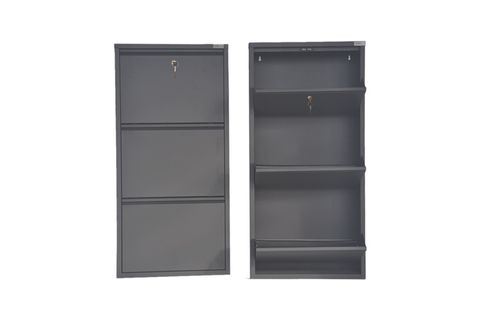 KİLİTLİ METAL AYAKKABILIK, 3 BÖLMELİ, ANTRASİT