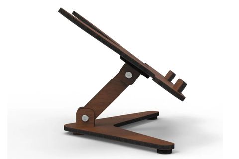 LİNYA AYARLANABİLİR AHŞAP LAPTOP VE TABLET YÜKSELTİCİ TUTUCU STAND, KAHVERENGİ