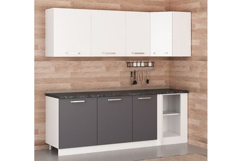 MİNAR 225CM KÖŞE MUTFAK DOLABI BEYAZ ANTRASİT K225A1