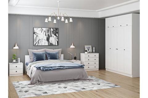 KALE210 YATAK ODASI TAKIMI, BEYAZ MEBRAN, 4 KAPAKLI, SET 74