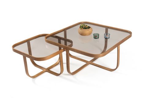 HİSAR İKİLİ SET ORTA SEHPA, CEVİZ BRONZ CAM