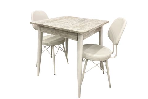 MENDEL MASA VE EYFEL SANDALYE TAKIMI, KRİSTAL, 70X70