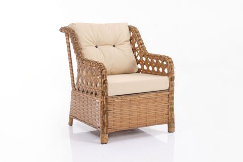 EREN RATTAN PUFLU 3+1+1 BAHÇE BALKON TAKIMI, KAHVE