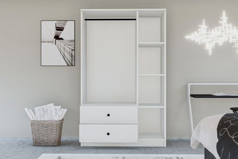 METALİA HOME AYNALI DÜĞME GARDIROP, 3 KAPAKLI 2 ÇEKMECELİ