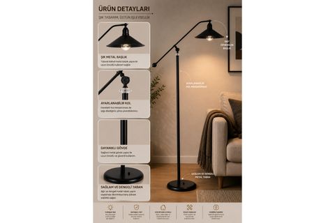 MOKA SİYAH LAMBADER METAL BAŞLIKLI