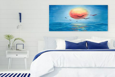 TABLOLIFE GÜN BATIMI YAĞLI BOYA DOKULU TABLO, GOLD ÇERÇEVE, 100X150