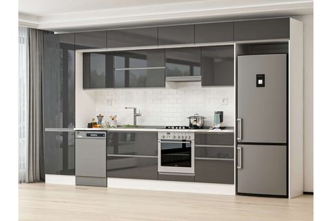 ALVİNKA 410X240 CM MUTFAK DOLABI, MBB E90B60S60 1 ANTRASİT MDF