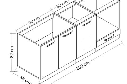 MİNAR 200 CM MUTFAK DOLABI BEYAZ ANTRASİT 200-A6-ALT MODÜL