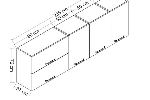 MİNAR 235 CM MUTFAK DOLABI BEYAZ 235-B2-ÜST MODÜL