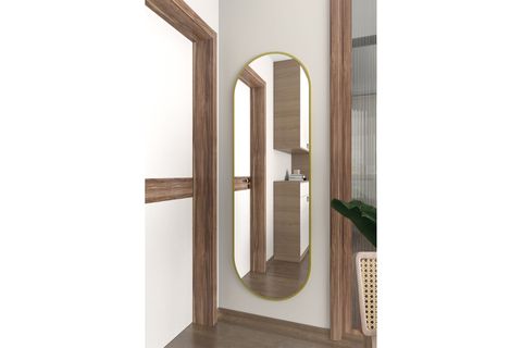 MARSAH HOME ÇİFT TARAF OVAL METAL ÇERÇEVELİ AYNA, GOLD