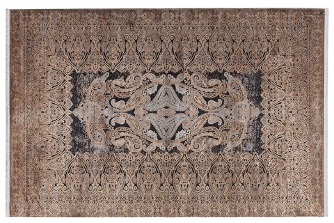 ROYAL HALI BABİL BX17B SARI SİYAH GRİ BORDÜRLÜ MODERN SALON HALISI 160X230