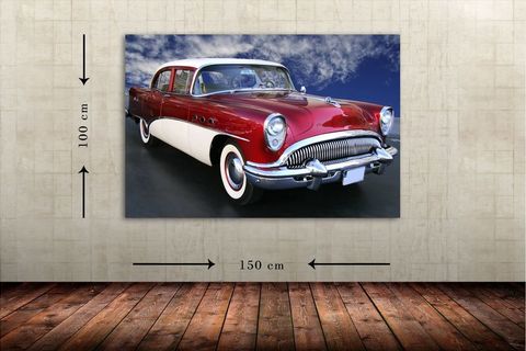 CLASİC RED CAR -2 DEV BOYUT CANVAS TABLO 100X150