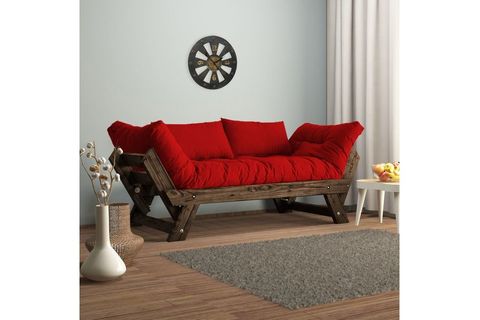 WOODESK ADALAR MASİF CEVİZ-KIRMIZI RENK 2Lİ KANEPE CPT8114-210