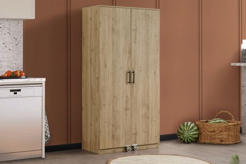 BLESK BÜYÜK ERZAK KİLER MUTFAK DOLABI, CEVİZ, 2 KAPAKLI