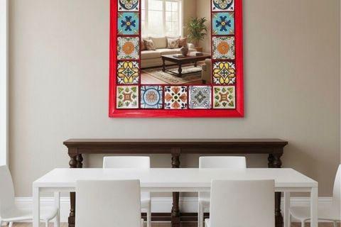 COLORS EL YAPIMI MASİF AHŞAP AYNA