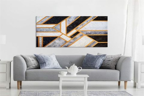 TABLOLIFE GEOMETRİK YAĞLI BOYA DOKULU TABLO, ÇERÇEVESİZ,  90X120