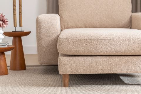 MERLİN DAYBED, KALIN KOL, NATUREL AYAK, RECYCLED KUMAŞ, CAPPUCİNO
