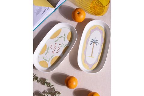 THE MİA ITALİAN SUMMER OVAL SERVİS TABAĞI 2Lİ 29 CM