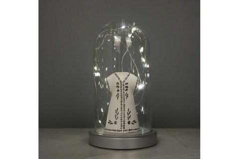 IŞIKLI CAM FANUS LAMBA, GÜMÜŞ, KAFTAN FİGÜRLÜ