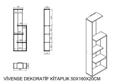 LAVO DEKORATİF KİTAPLIK, 50X160X20 CM