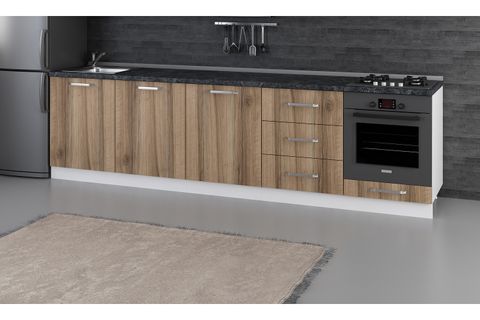 MİNAR 300 CM MUTFAK DOLABI BEYAZ DORE 300-D10-ALT MODÜL
