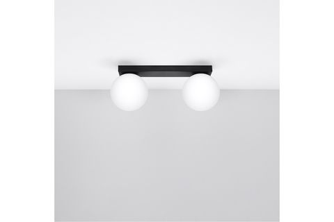 ATİNA PLAFONYER BEYAZ CAMLI AVİZE, SİYAH