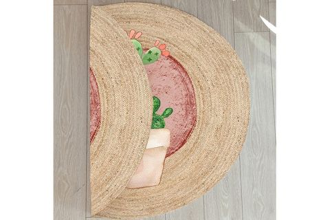 KARNAVAL BOLERO ÖRME JÜT KİLİM, KAKTÜS VE KEDİ DESENLİ, HASIR, 120X120