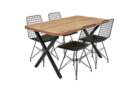 EKİN DİKDÖRTGEN MASA TAKIMI, ATLANTİK ÇAM, ÇARPI AYAK, 75X80