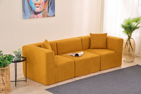 RAKS SERİSİ MODULER FULL SÜNGER ÜÇLÜ KANEPE, TURUNCU