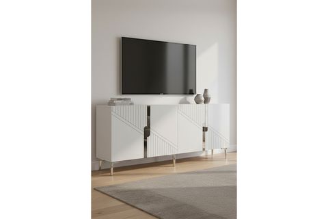 EVVA KONSOL VE TV SEHPASI, BEYAZ SILVER, 180 CM