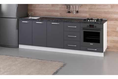 MİNAR 245 CM MUTFAK DOLABI BEYAZ ANTRASİT 245-A4-ALT MODÜL