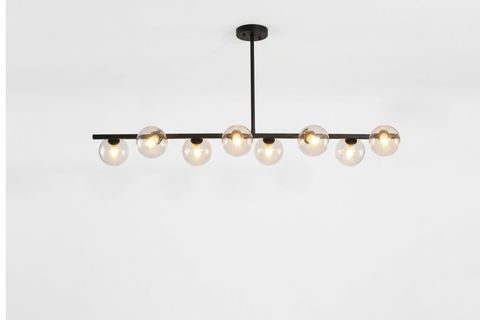 BESTE SIRALI ŞEFFAF CAMLI SİYAH AVİZE, SEKİZLİ