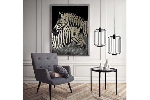 ÇERÇEVELİ SİLVER FRAMED TWO ZEBRAS 2 PARILTILI TABLO
