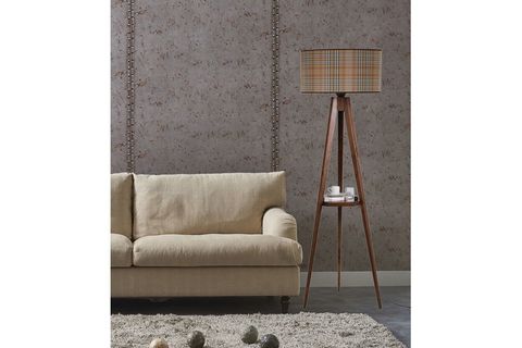 LUMEXX SEHPALI SİLİNDİR TRİPOD LAMBADER, CEVİZ AYAK, 02 ABAJURLU