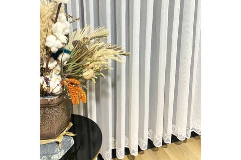 TAÇ ETEK İŞLEMELİ ÖRME  DÜZ  TÜL PERDE 1/3 SIK PİLE 680X250