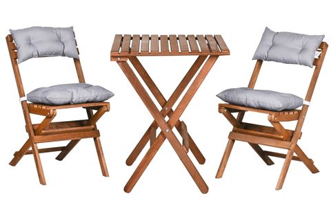 BYSAY LOVE AHŞAP KATLANIR ÜÇLÜ BİSTRO SET, GRİ