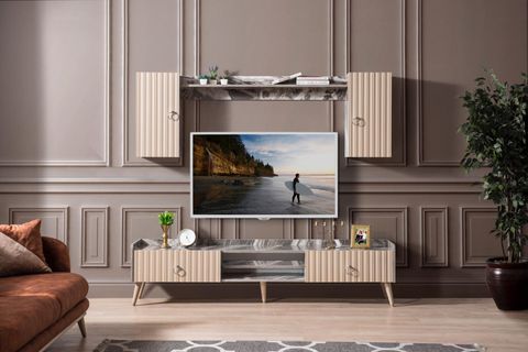 ORENDA TV ÜNİTESİ CAPPUCİNO TV ÜNİTESİ ÜST MODÜL KAPAKLI DOLAP SOL