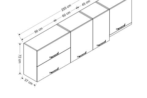 MİNAR 255 CM MUTFAK DOLABI BEYAZ 255-B7-ÜST MODÜL