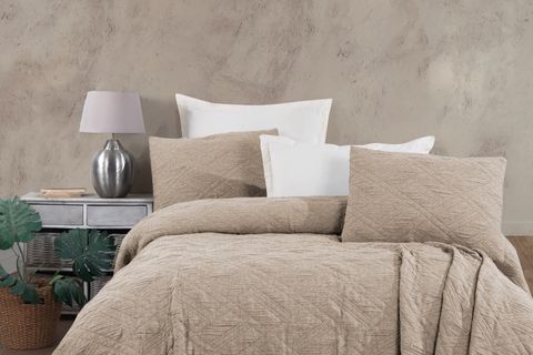 MELBA ÇİFT KİŞİLİK YATAK ÖRTÜSÜ TAKIMI, BEJ