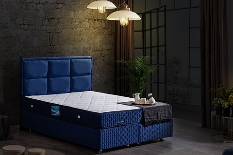 GRAND NEW BAZA BAŞLIK VE ORTHOSOFT YATAK SETİ, LACİVERT, 180X200